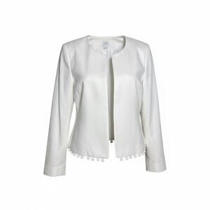 J. Crew Cropped Blazer Linen Blend Pom Pom